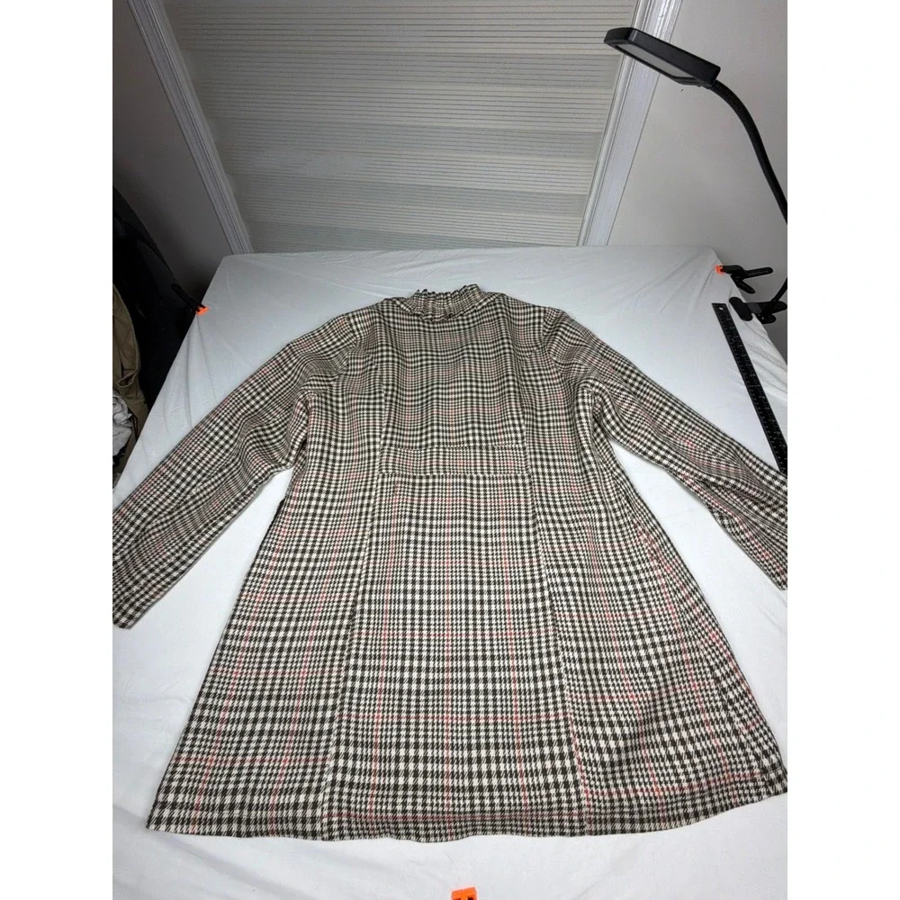 The Fashion Gallery Houndstooth Ruffle Trim Open Front Coat XL Plaid - Picture 3 of 11
